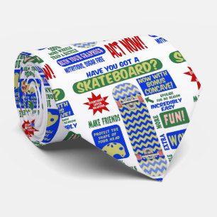 Gravata Poster de skate retro engraçado
