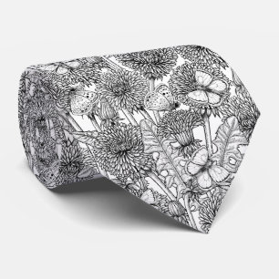 Gravata Prado de dandelion em preto e branco