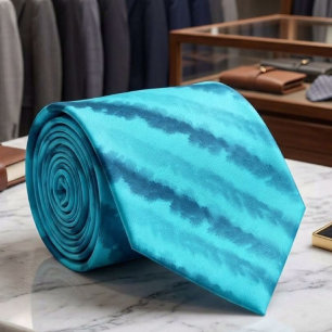 Gravata Praia Costeira Ondas Salgadas Aquarela em Turquesa
