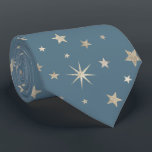 Gravata Prata Chic Elegante Stars Monogramas Azul Dusty<br><div class="desc">Padrão de estrela elegante e festiva para qualquer ocasião!</div>