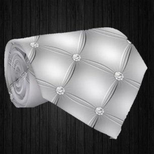 Gravata Prata Falso Diamante Luxo Elegante
