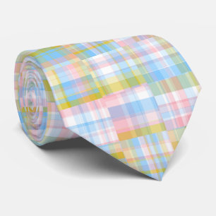 Gravata Preppy Patchwork Olha Madras Pastel