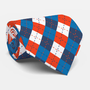 Gravata Preppy Sky Blue Marinho Laranja Azul Argyle