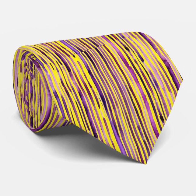 Gravata Presente Artístico Violeta Roxo Abstrato Neon Amar (Rolled)