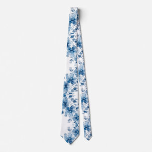 Gravata Presente Azul Claro Porcelana Floral para Noivos e