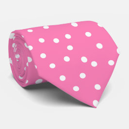 Gravata Presente Chic Rosa Branco Bolinhas para o Noivo  