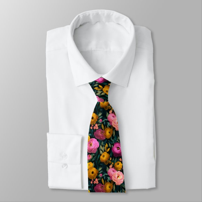 Gravata Presente Clássico De Ranunculus Floral Para Namora (Amarrado)
