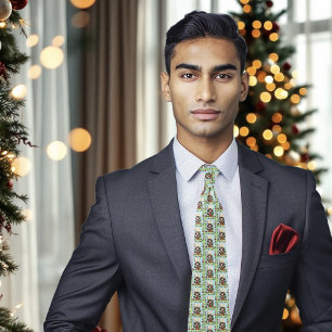 Gravata Presente de Natal Gelado Verde Engraçado