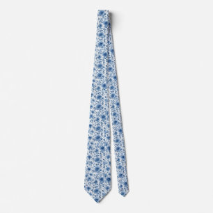 Gravata Presente de Porcelana Azul Claro Floral para Noivo