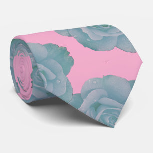 Gravata Presente Floral Rosa Vintage Azul Empoeirado Color