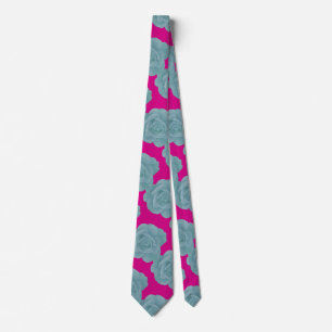 Gravata Presente Floral Vintage Colorido Rosa Poeira Azul