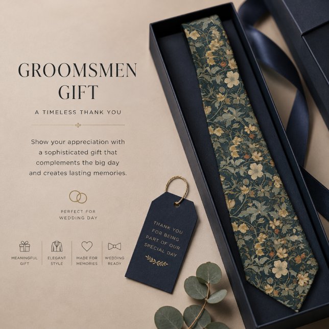 Gravata Presente para padrinhos de William Morris Floral A (Criador carregado)