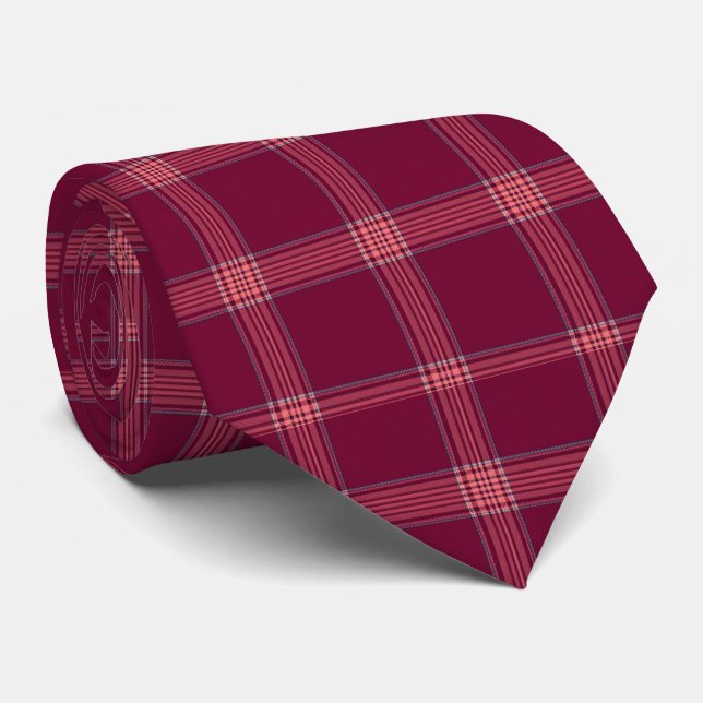 Gravata Presente Xadrez Tártan Burgundy Clássico (Rolled)