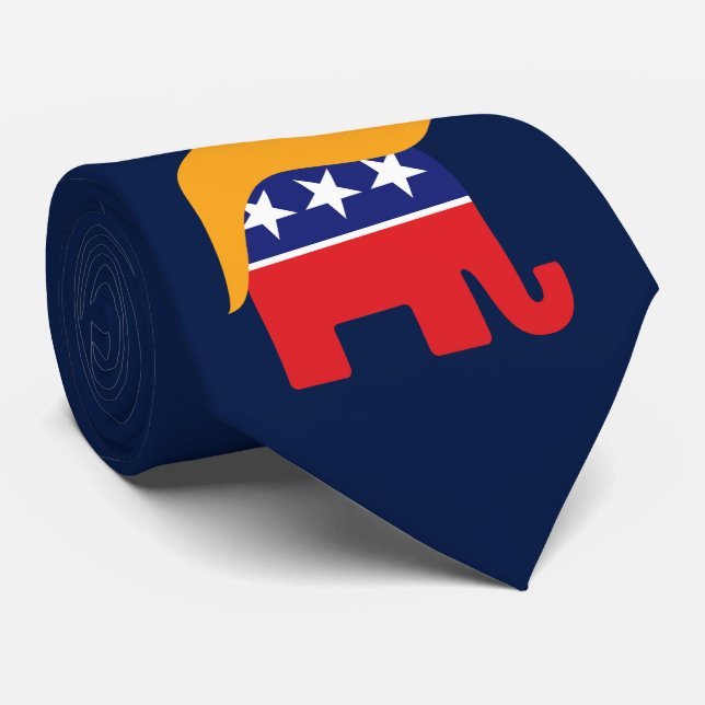 Gravata Presidente Donald Trump GOP Elephant Hair (Rolled)