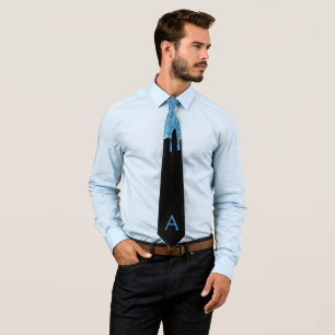 Gravata preta com monograma e gotejamento de brilh