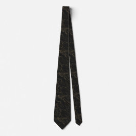 Gravata Preta Com Padrão Abstrato Elegante Dourado