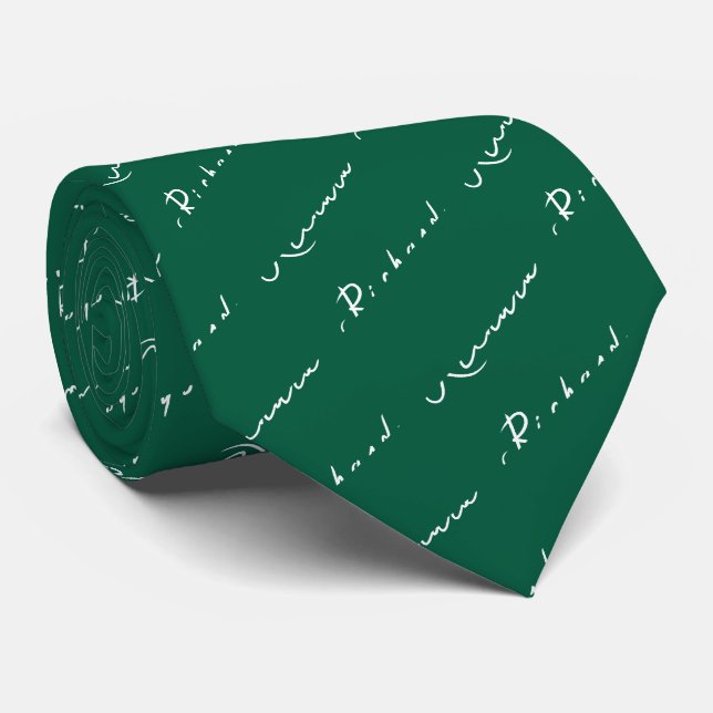 Gravata Preta e Branca com Nome Personalizado (Rolled)
