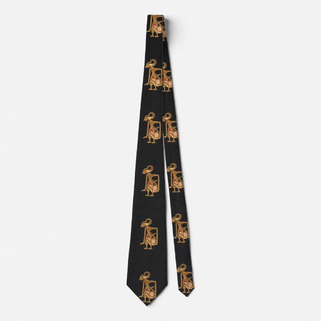 Gravata Preta Elegante com Imagem de Arjuna (Frente)