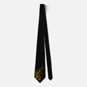 Gravata preta masculina com padrão de borboleta su