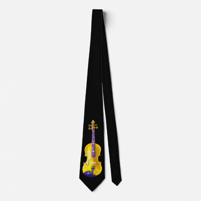 GRAVATA PRETO AMARELO DE VIOLIN-TIE-ON (Frente)