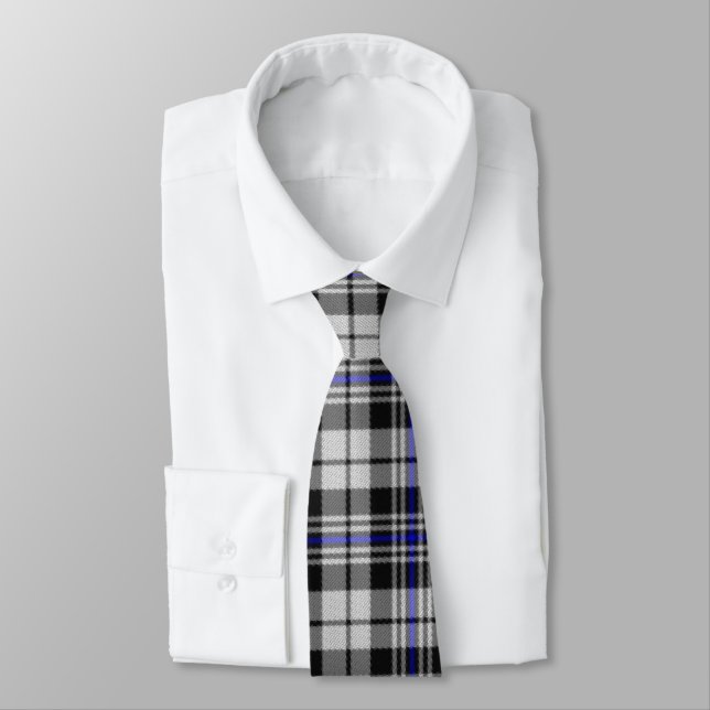 Gravata Preto branco e Xadrez azul (Amarrado)