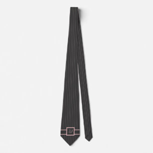 Gravata Preto com Pinstripes Rosa Colar Masculina