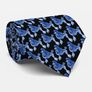 Gravata Preto de Poodle de Denim Azul Indigo