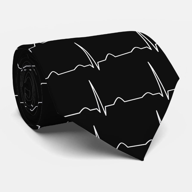 Gravata Preto do teste padrão do cardiogram ECG do doutor (Rolled)