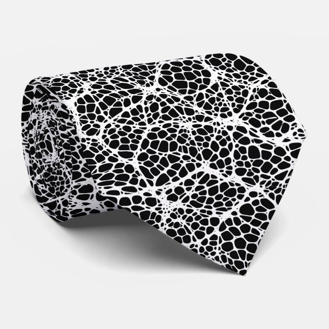 Gravata Preto e branco moderno colar de padrão orgânico (Rolled)