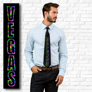 Gravata Preto gráfico de neon vertical do VEGAS