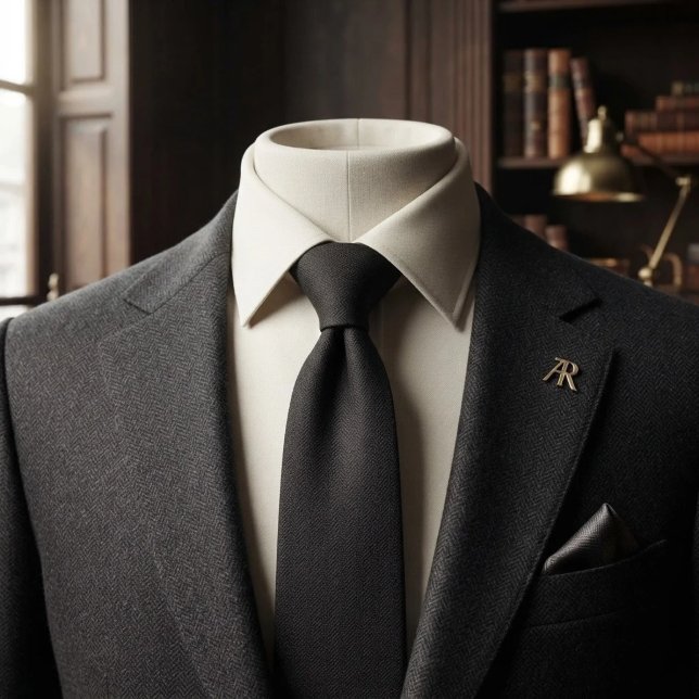 Gravata Preto Herringbone Sussurro (Criador carregado)