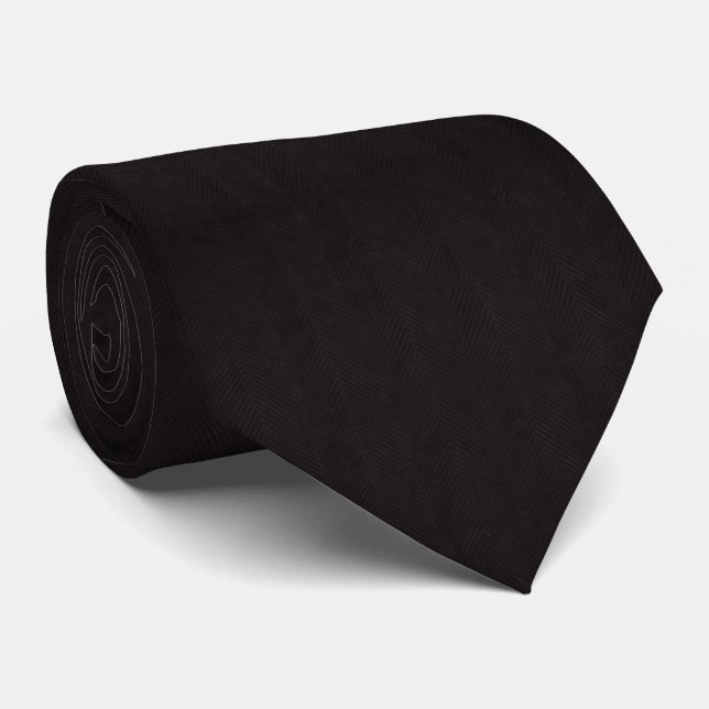 Gravata Preto Herringbone Sussurro Tonal Ultra-Sutil  (Rolled)
