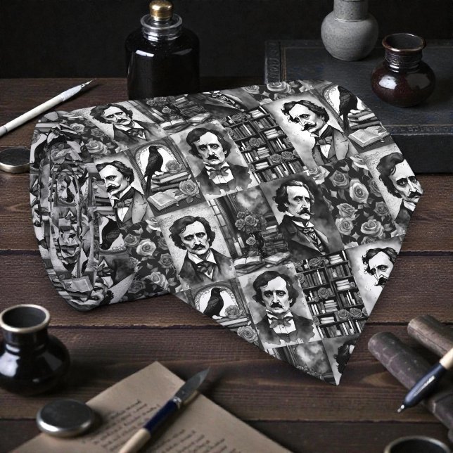 Gravata pretos e brancos Edgar Allan Poe (Criador carregado)