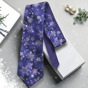 Gravata Prettiest Snowflakes Padrão Violet ID846