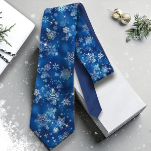 Gravata Prettiest Snowflakes Standard Blue ID846