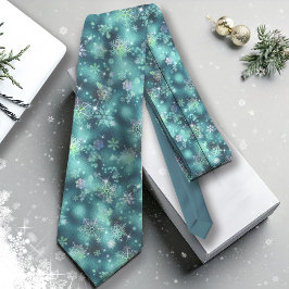 Gravata Prettiest Snowflakes, Teal ID846