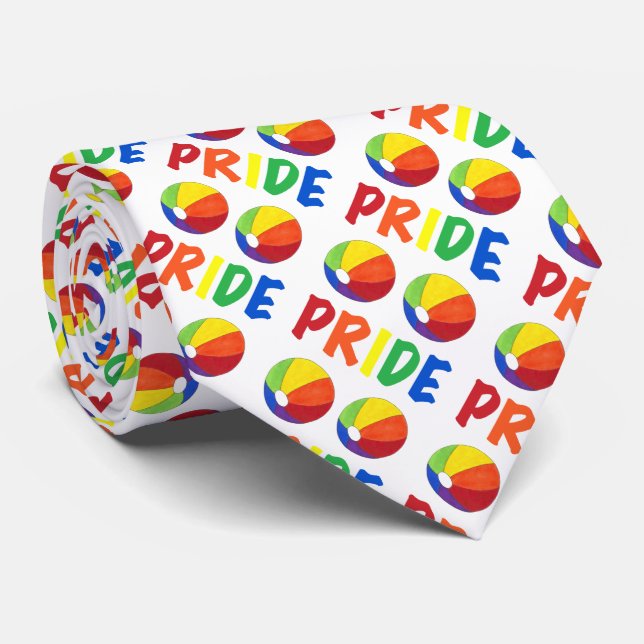 Gravata PRIDE Rainbow Beach Ball Balls Beachball Tie (Rolled)