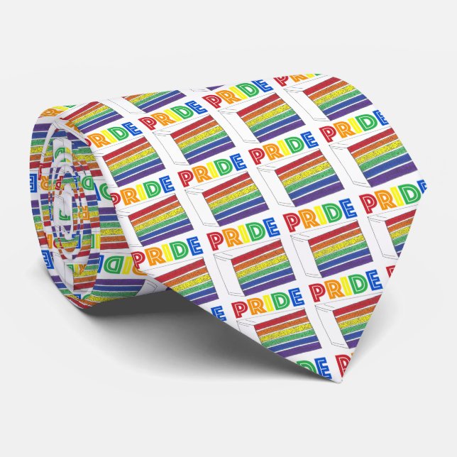 Gravata PRIDE Rainbow Layer Cake Slice Gay Pride Tie (Rolled)