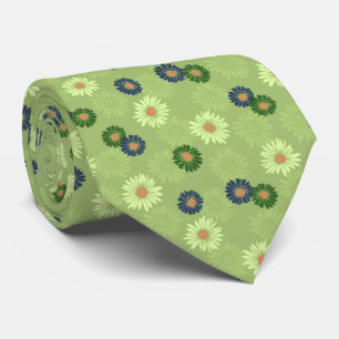 Gravata Primavera Blooms Daisy Floral Green