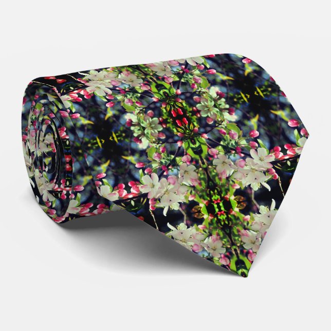 Gravata Primavera Crabapple Blossoms Abstrato padrão (Rolled)