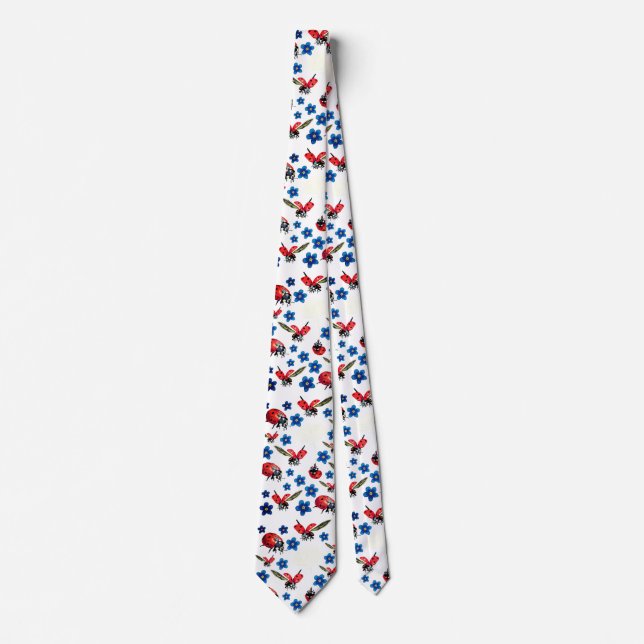 Gravata Primavera Ladybugs Flowers Tie (Frente)