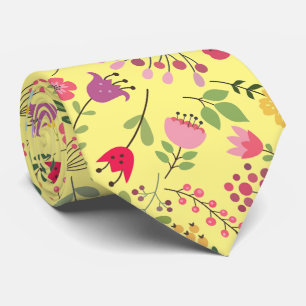 Gravata Primavera Wildflower Design Floral em Amarelo