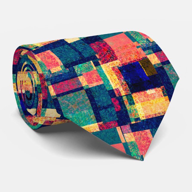 Gravata Prismatic Blocks – Modern Abstract Geometric Tie (Rolled)