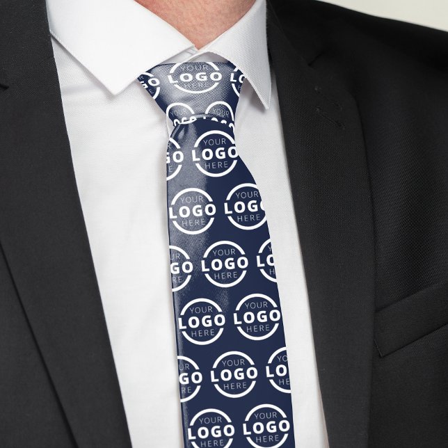 Gravata Promocional de logotipo da empresa personalizado A (Customize this blue tie with your company logo and make a statement.)