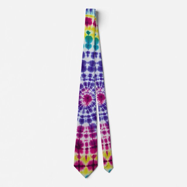Gravata Psicodélica Radial Batik Tie Dye Abstrato Art (Frente)
