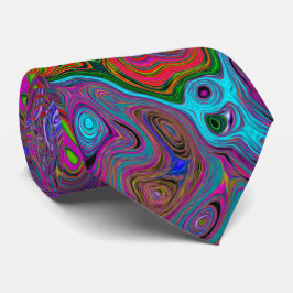 Gravata Psicodélico Groovy Magenta Retro Líquido