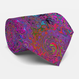Gravata Psicodélico Groovy Magenta Retro Líquido