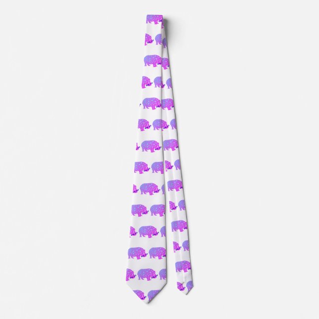 Gravata Psicodélico rosa Hippopotamus Tie (Frente)