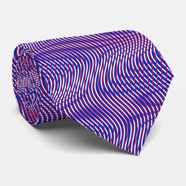 Gravata Psicodélico vermelho-branco-Abstrato Trippy Wavy (Rolled)