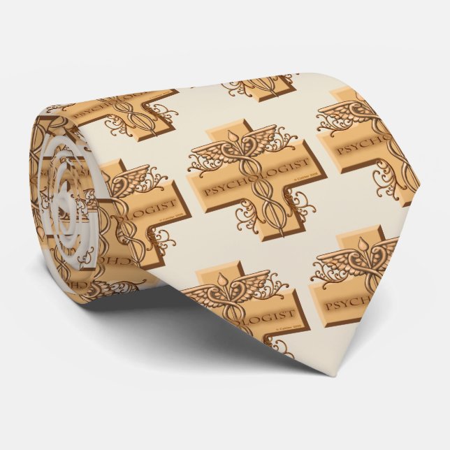 Gravata Psicólogo Caduceus Cruz (Rolled)